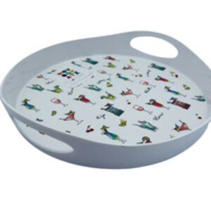 Novogratz  Melamine Tray  Cocktails Tiki Fruits Drinks Wine Round 12"